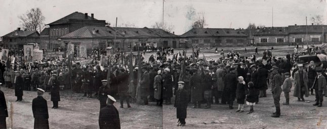 Тотьма. Торжественный митинг 9 мая 1945 года.